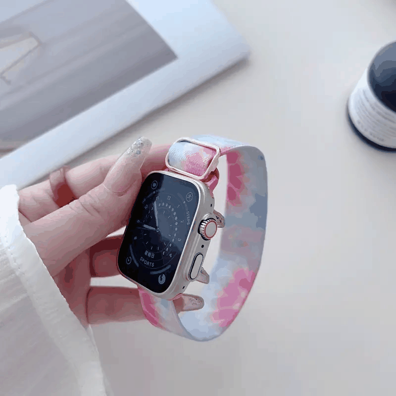 Bracelets élastiques en nylon, réglables et colorés pour Apple Watch(I changed it )